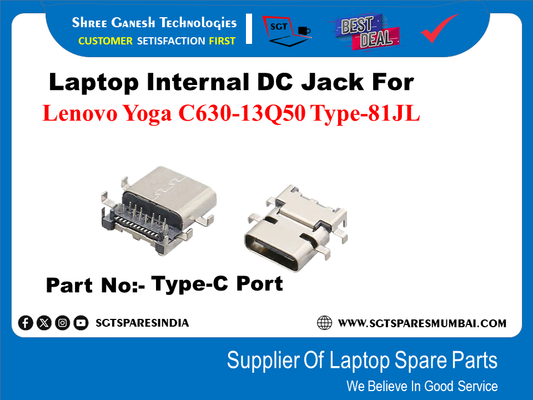 Laptop Internal DC Jack For Lenovo Yoga C630-13Q50 Type-81JL Part No:- Type-C Port