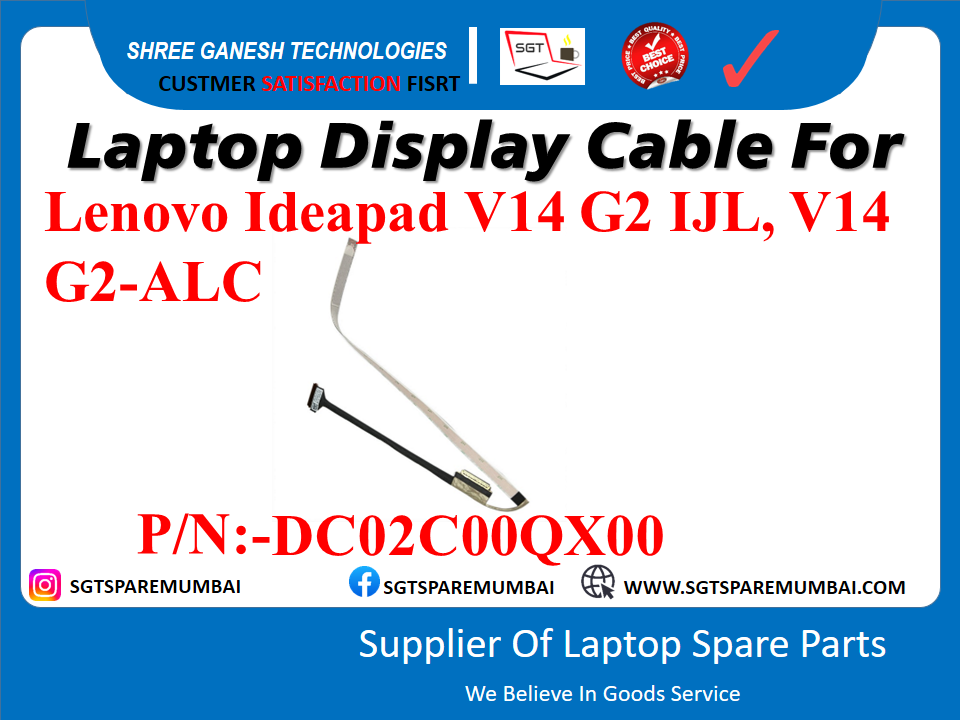 Laptop Display Cable For Lenovo Ideapad V14-G2ITL V14 G2 IJL, V14 G2-ALC P/N:-DC02C00QX00