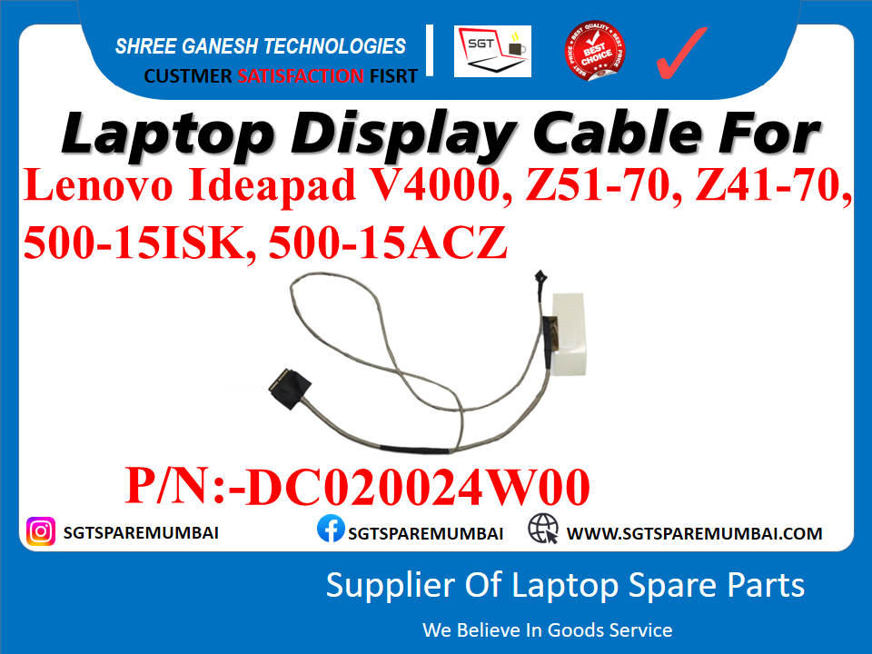 Laptop Display Cable For Lenovo Ideapad V4000, Z51-70, Z41-70, 500-15ISK, 500-15ACZ P/N:-DC020024W00