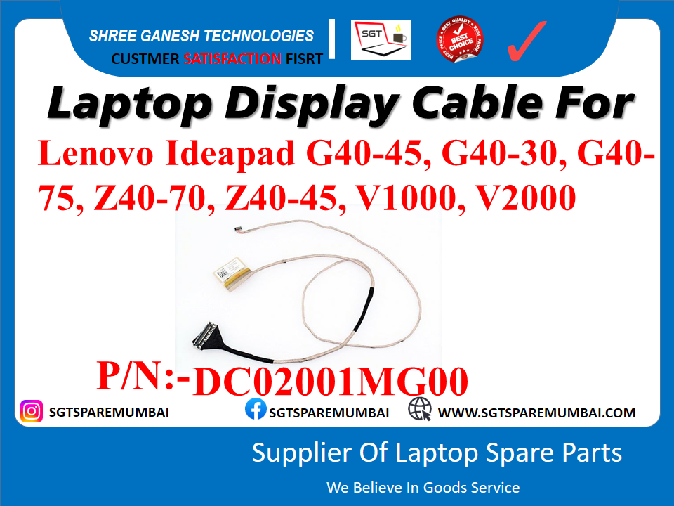 Laptop Display Cable For Lenovo Ideapad G40-45, G40-30, G40- 75, Z40-70, Z40-45, V1000, V2000 P/N:-DC02001MG00