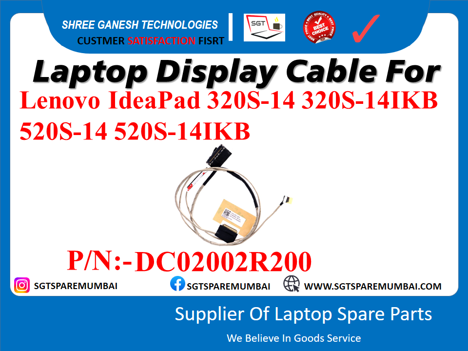 Laptop Display Cable For Lenovo IdeaPad 320S-14 320S-14IKB 520S-14 520S-14IKB P/N:- DC02002R200