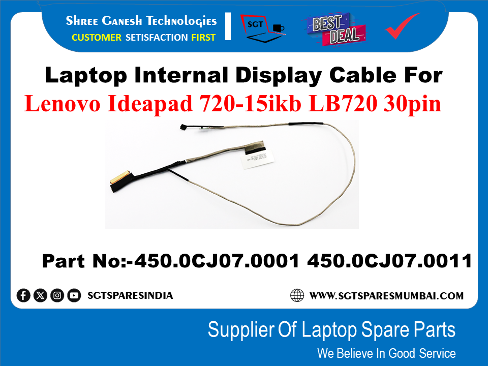 Laptop Internal Display Cable For Lenovo Ideapad 720-15ikb LB720 30pin Part No:-450.0CJ07.0001 450.0CJ07.0011