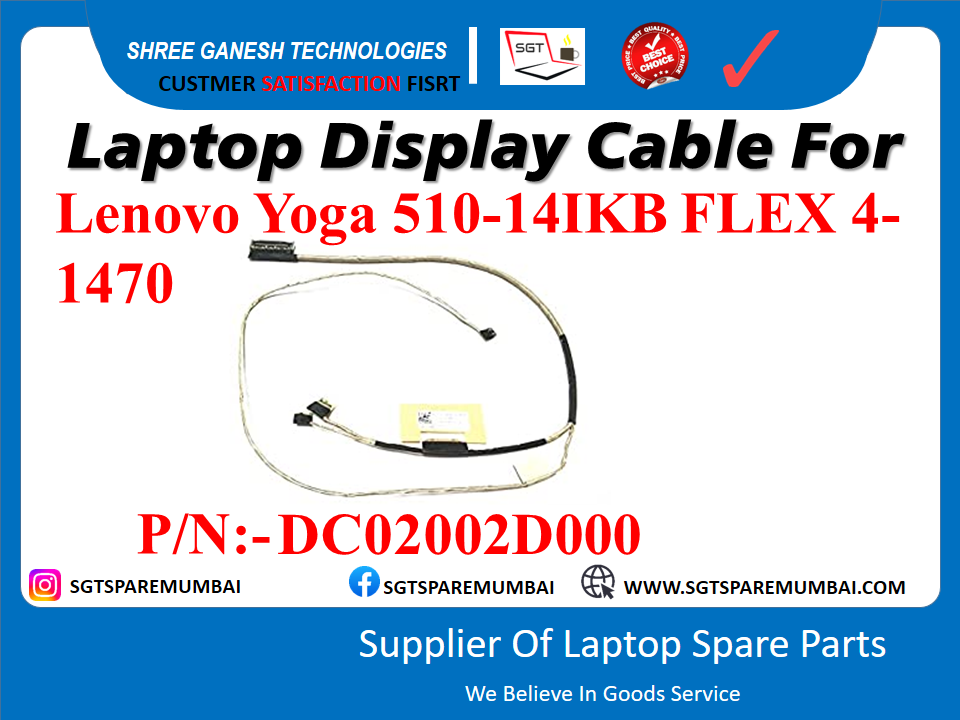 Laptop Display Cable For Lenovo Yoga 510-14IKB FLEX 4- 1470 P/N:- DC02002D000