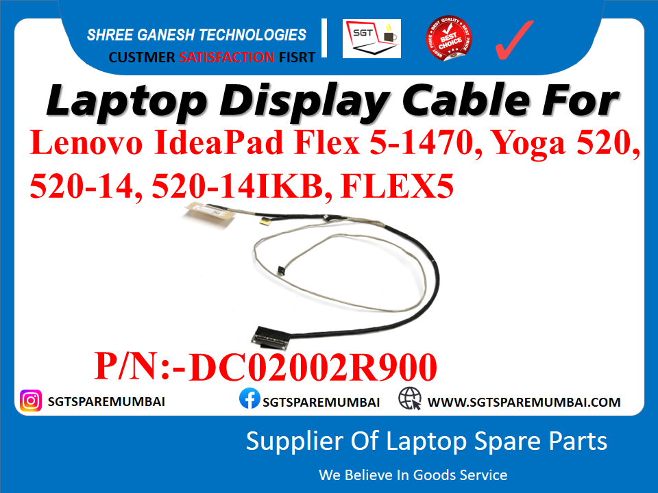 Laptop Display Cable For Lenovo IdeaPad Flex 5-1470, Yoga 520, 520-14, 520-14IKB, FLEX5 P/N: - DC02002R900