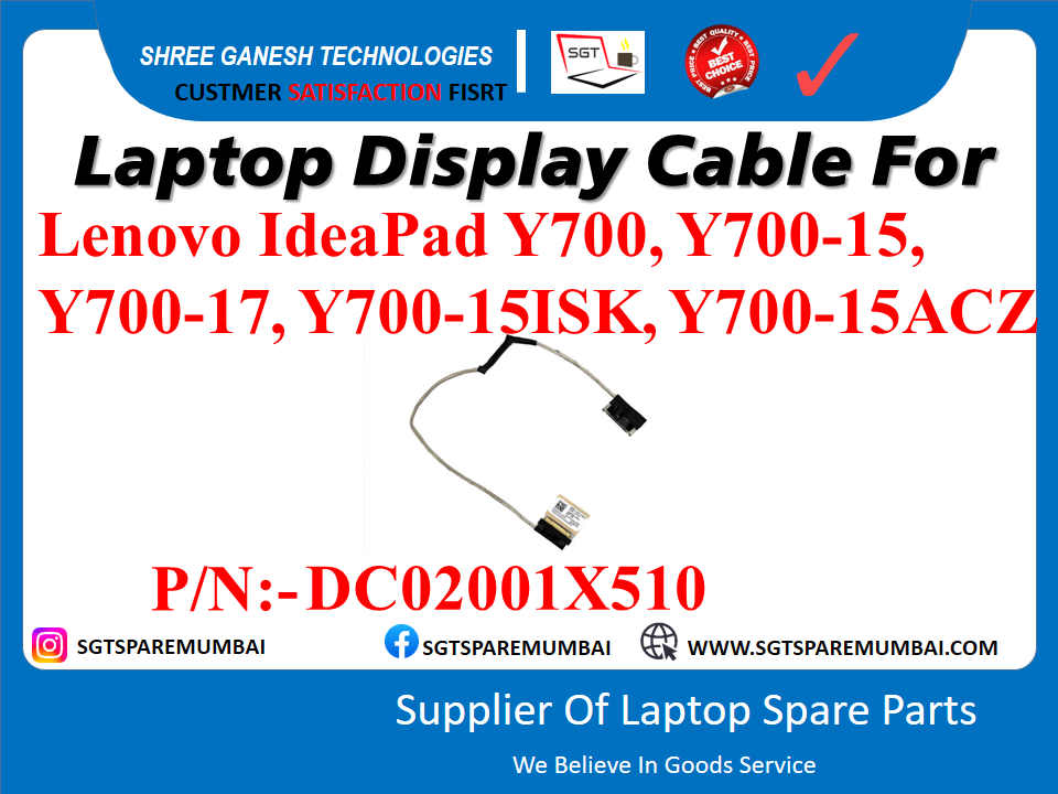 Laptop Display Cable For Lenovo IdeaPad Y700, Y700-15, Y700-17, Y700-15ISK, Y700-15ACZ P/N: - DC02001X510