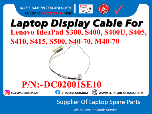 Laptop Display Cable For Lenovo IdeaPad S300, S400, S400U, S405, S410, S415, S500, S40-70, MI40-70 P/N: - DC02001SE10