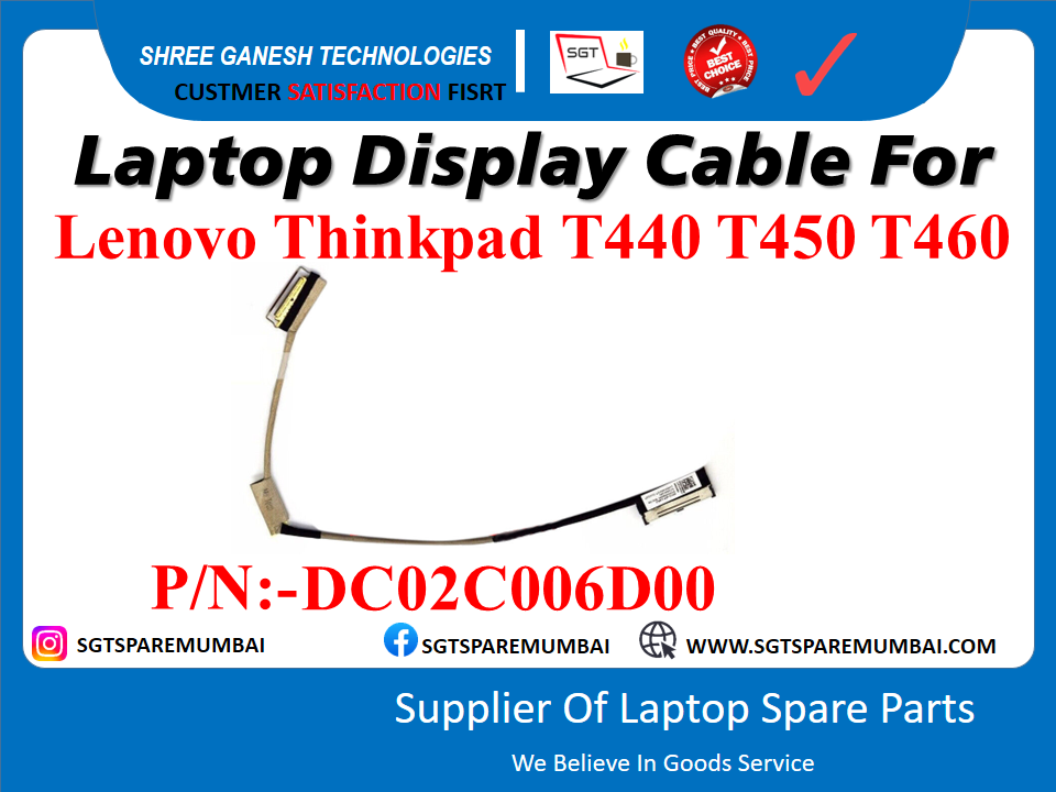 Laptop Display Cable For Lenovo Thinkpad T440 T450 T460 P/N:-DC02C006D00