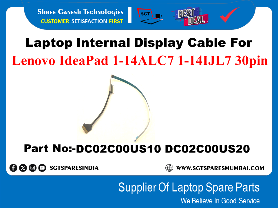 Laptop Internal Display Cable For Lenovo IdeaPad 1-14ALC7 1-141JL7 30pin Part No:-DC02C00US10 DC02C00US20