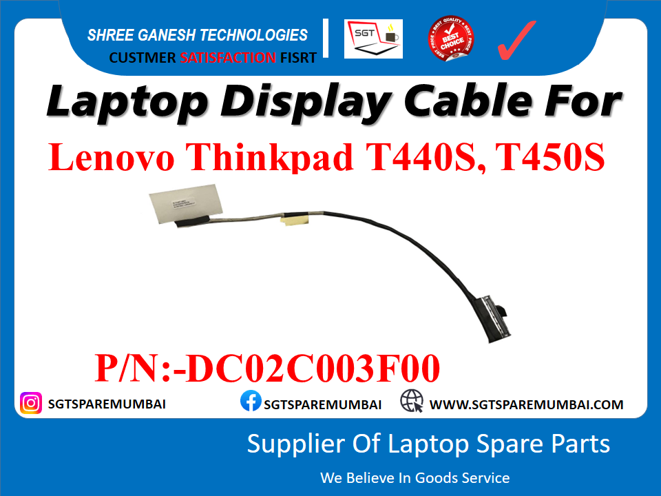 Laptop Display Cable For Lenovo Thinkpad T440S, T450S P/N:-DC02C003F00