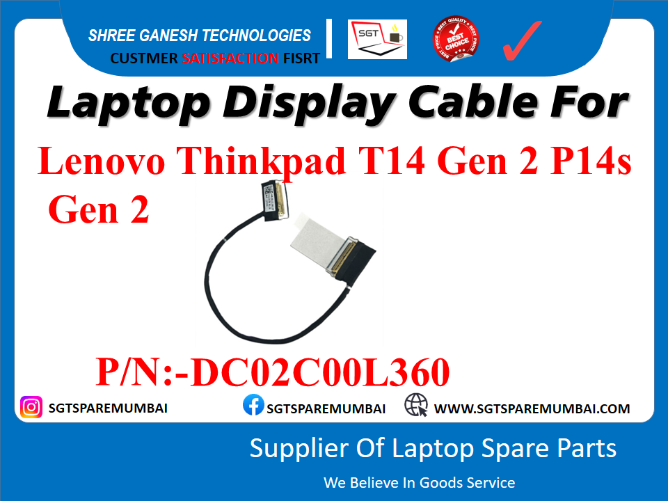 Laptop Display Cable For Lenovo Thinkpad T14 Gen 2 P14s Gen 2 P/N:-DC02C00L360