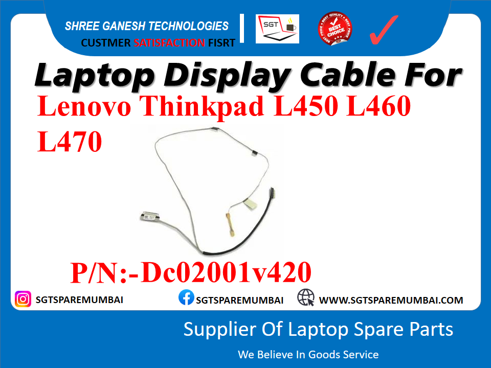 Laptop Display Cable For Lenovo Thinkpad L450 L460 L470 P/N:-Dc02001v420