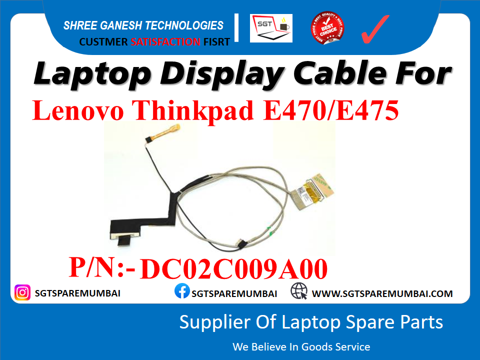 Laptop Display Cable For Lenovo Thinkpad E470/E475 P/N:- DC02C009A00