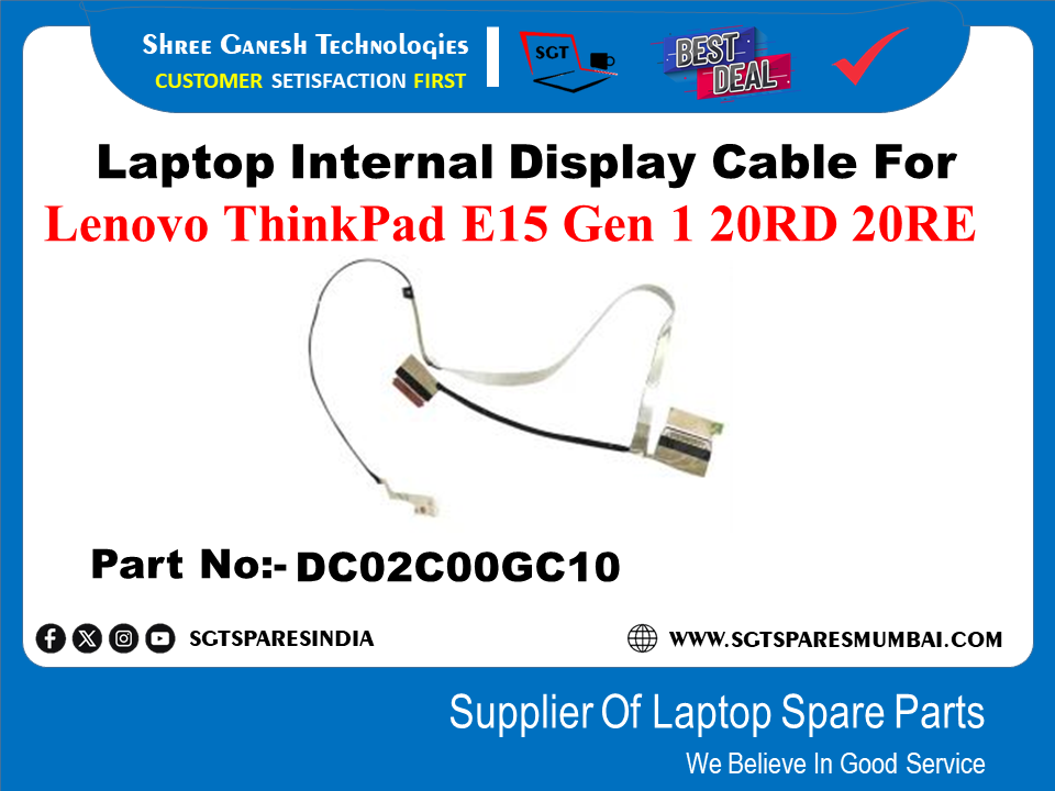 Laptop Internal Display Cable For Lenovo ThinkPad E15 Gen 1 20RD 20RE Part No:- DC02C00GC10