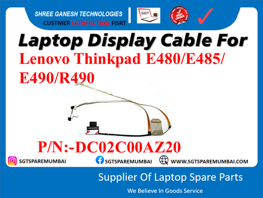 Laptop Display Cable For Lenovo Thinkpad E480/E485/ E490/R490 P/N:-DC02C00AZ20