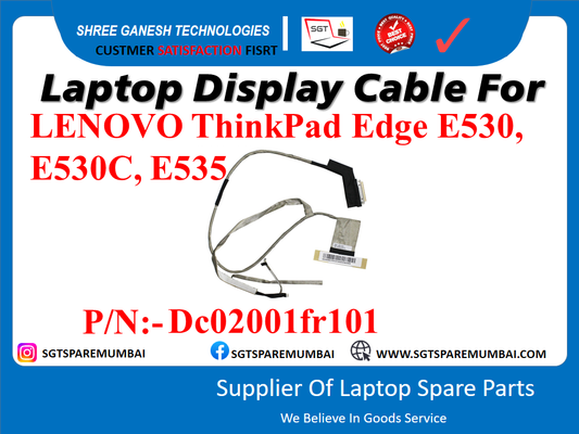 Laptop Display Cable For LENOVO ThinkPad Edge E530, E530C, E535, P/N: - De02001fr101