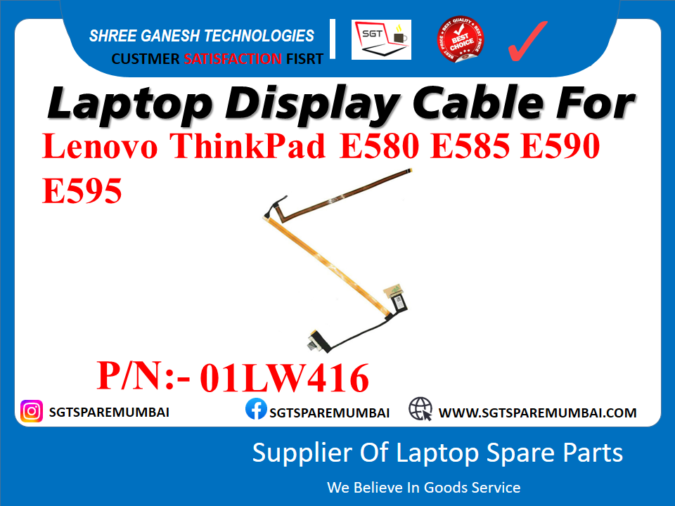 Laptop Display Cable For Lenovo ThinkPad E580 E585 E590 E595 P/N:- 01LW416