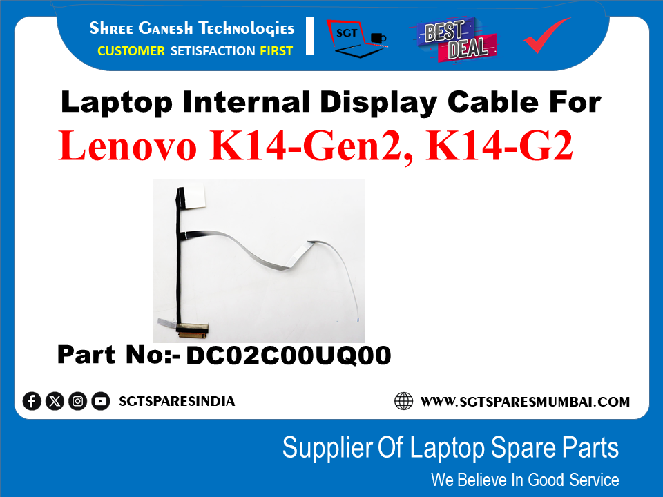 Laptop Internal Display Cable For Lenovo K14-Gen2, K14-G2 Part No:- DC02C00UQ00