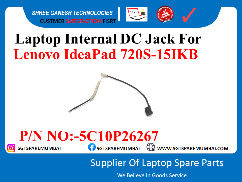 Laptop Internal DC Jack For Lenovo IdeaPad 720S-151KB P/N NO:-5C10P26267