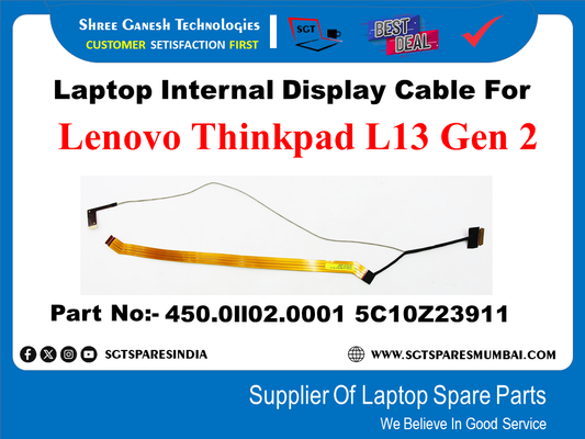 Laptop Internal Display Cable For Lenovo Thinkpad L13 Gen 2 Part No:- 450.01102.0001 5C10Z23911