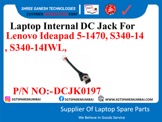 Laptop Internal DC Jack For Lenovo Ideapad 5-1470, S340-14 , S340-141WL, P/N NO:-DCJK0197