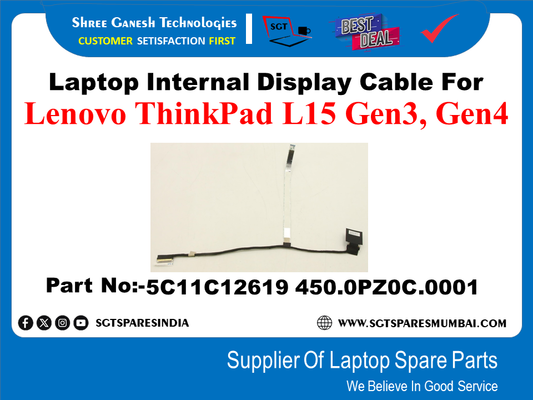 Laptop Internal Display Cable For Lenovo ThinkPad L15 Gen3, Gen4 Part No:-5C11C12619 450.0PZOC.0001