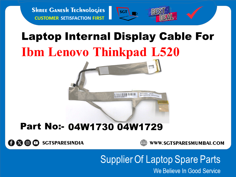 Laptop Internal Display Cable For Ibm Lenovo Thinkpad L520 Part No:- 04W1730 04W1729