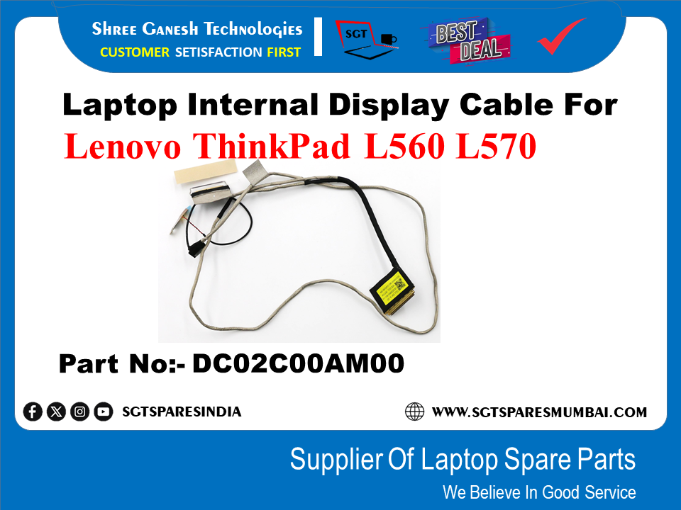 Laptop Internal Display Cable For Lenovo ThinkPad L560 L570 Part No:- DC02C00AM00