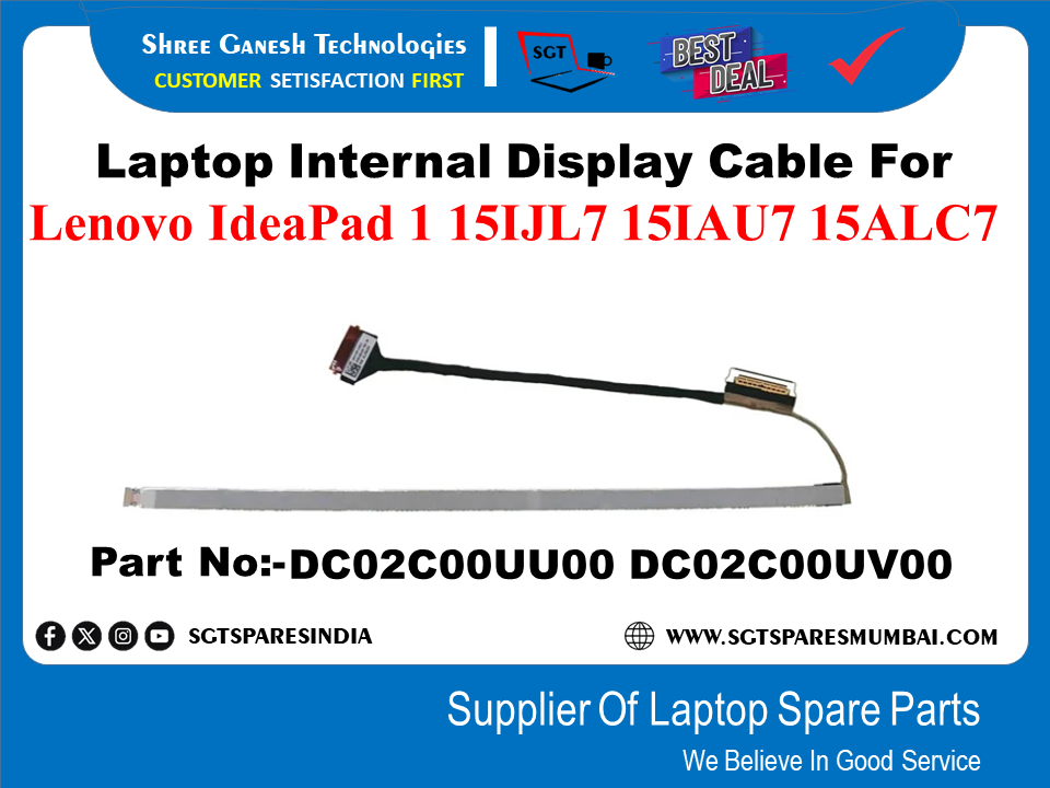 Laptop Internal Display Cable For Lenovo IdeaPad 1 15IJL7 15IAU7 15ALC7 Part No:-DC02C00UU00 DC02C00UV00