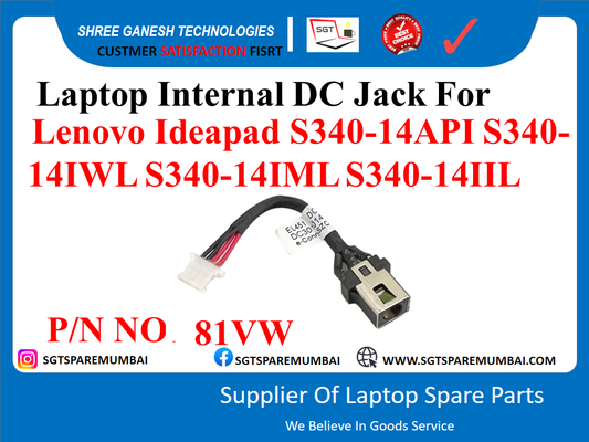 Laptop Internal DC Jack For Lenovo Ideapad S340-14APT S340- 141WL S340-14IML S340-141IL P/N NO 81VW