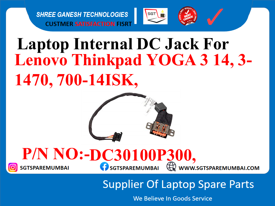 Laptop Internal DC Jack For Lenovo Thinkpad YOGA 3 14, 3- 1470, 700-14ISK, P/N NO:-DC30100P300,