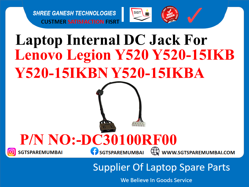 Laptop Internal DC Jack For Lenovo Legion Y520 520-151KB Y520-151KBN Y520-151KBA P/N NO:-DC30100RF00