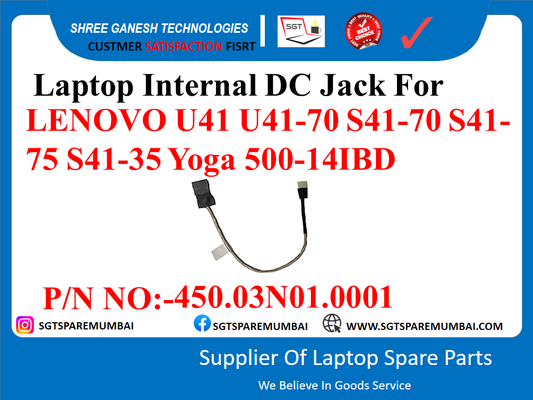 Laptop Internal DC Jack For LENOVO U41 U41-70 S41-70 S41- 75 S41-35 Yoga 500-141BD P/N NO:-450.03N01.0001