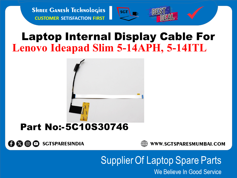 Laptop Internal Display Cable For Lenovo Ideapad Slim 5-14APH, 5-14ITL Part No:-5C10S30746