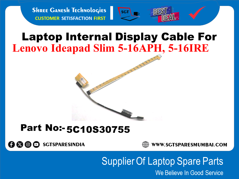 Laptop Internal Display Cable For Lenovo Ideapad Slim 5-16APH, 5-16IRE Part No:- 5C10S30755