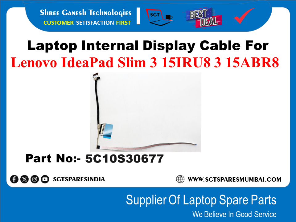 Laptop Internal Display Cable For Lenovo IdeaPad Slim 3 15IRU8 3 15ABR8 Part No:- 5C10S30677