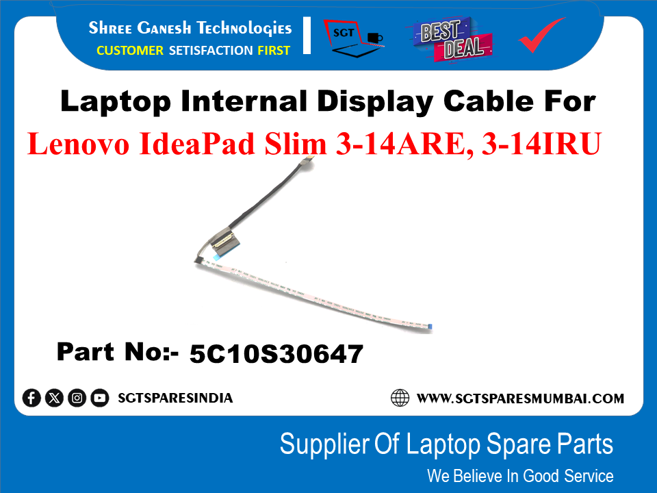 Laptop Internal Display Cable For Lenovo IdeaPad Slim 3-14ARE, 3-14IRU Part No:- 5C1030647