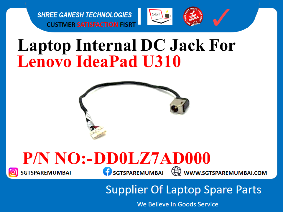 Laptop Internal DC Jack For Lenovo IdeaPad U310 P/N NO:-DDOLZTAD000