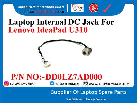 Laptop Internal DC Jack For Lenovo IdeaPad U310 P/N NO:-DDOLZTAD000