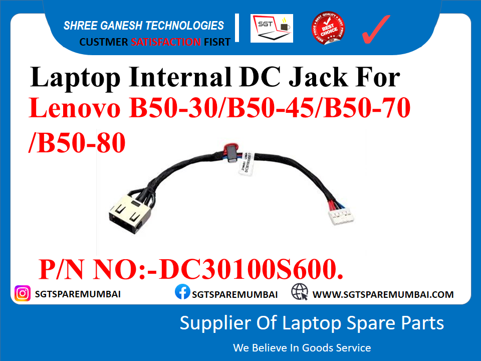 Laptop Internal DC Jack For Lenovo B50-30/B50-45/B50-70 /B50-80 P/N NO:-DC30100S600.