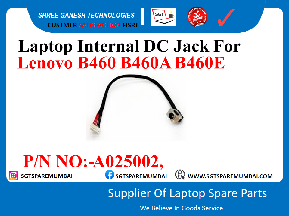 Laptop Internal DC Jack For Lenovo B460 B460A B460E P/N NO:-A025002,