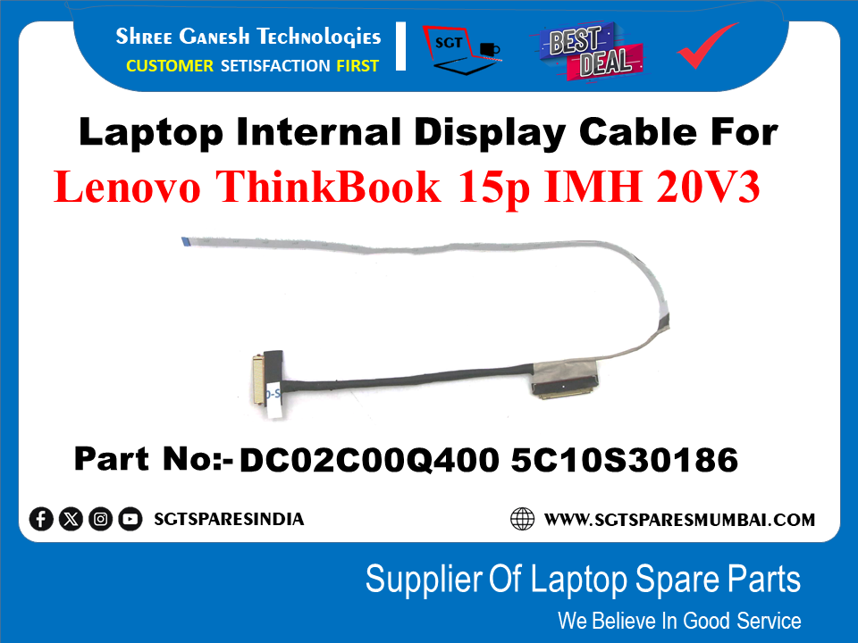 Laptop Internal Display Cable For Lenovo ThinkBook 15p IMH 20V3 Part No:- DC02C00Q400 5C10S30186