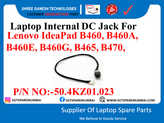 Laptop Internal DC Jack For Lenovo IdeaPad B460, B460A, B460E, B460G, B465, B470, P/N NO:-50.4KZ01.023