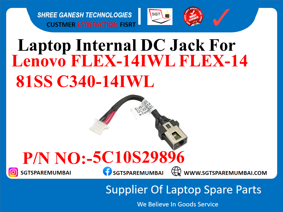 Laptop Internal DC Jack For Lenovo FLEX-14IWL FLEX-14 81SS C340-141WL P/N NO:-5C10S29896