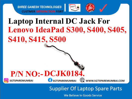 Laptop Internal DC Jack For Lenovo IdeaPad S300, S400, S405, S410, S415, S500 P/N NO:- DCJK0184.