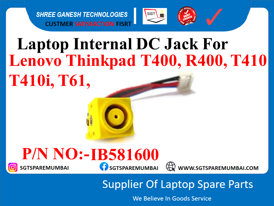 Laptop Internal DC Jack For Lenovo Thinkpad T400, R400, T410 T410i, T61, P/N NO:-IB581600