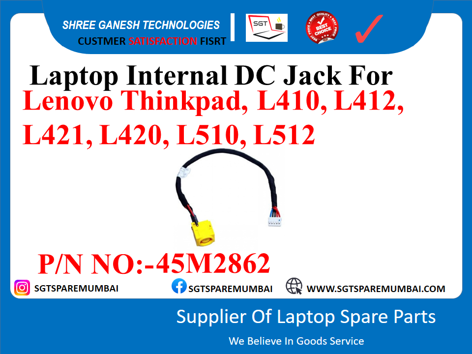 Laptop Internal DC Jack For Lenovo Thinkpad, L410, L412, L421, L420, L510, L512 P/N NO:-45M2862