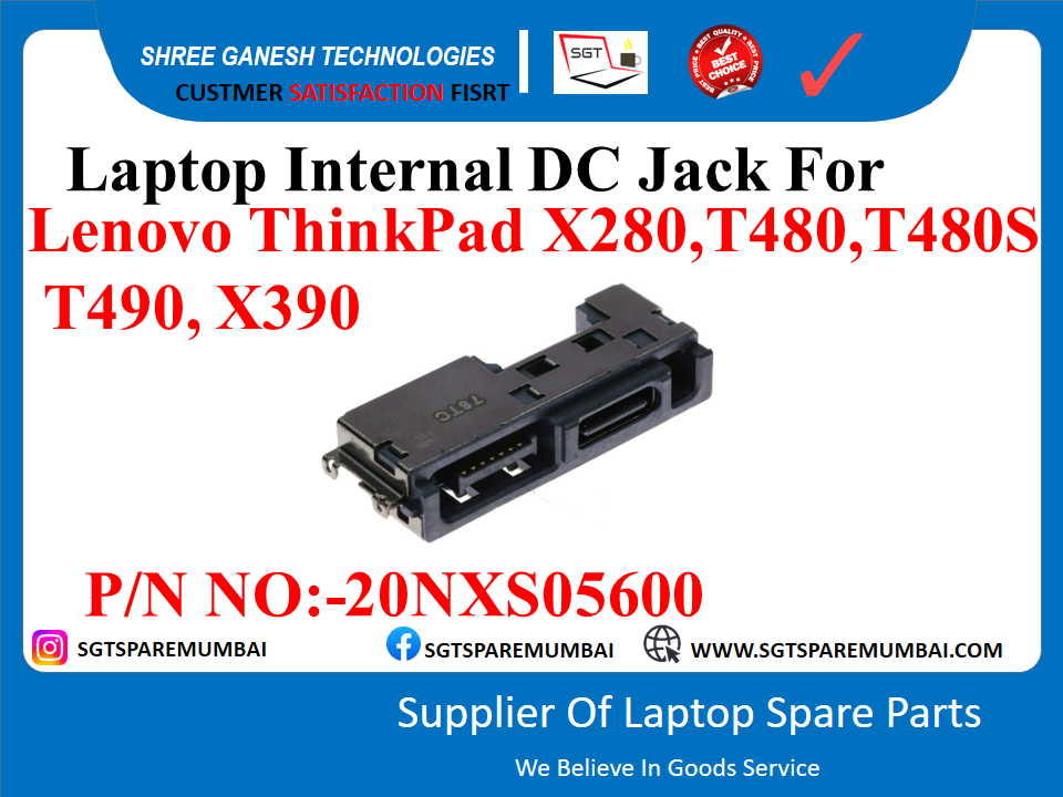 Laptop Internal DC Jack For Lenovo ThinkPad X280,T480,T480S T490, X390 P/N NO:-20NXS05600