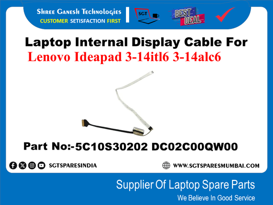 Laptop Internal Display Cable For Lenovo Ideapad 3-14itl6 3-14alc6 Part No:-5C10S30202 DC02C00QW00