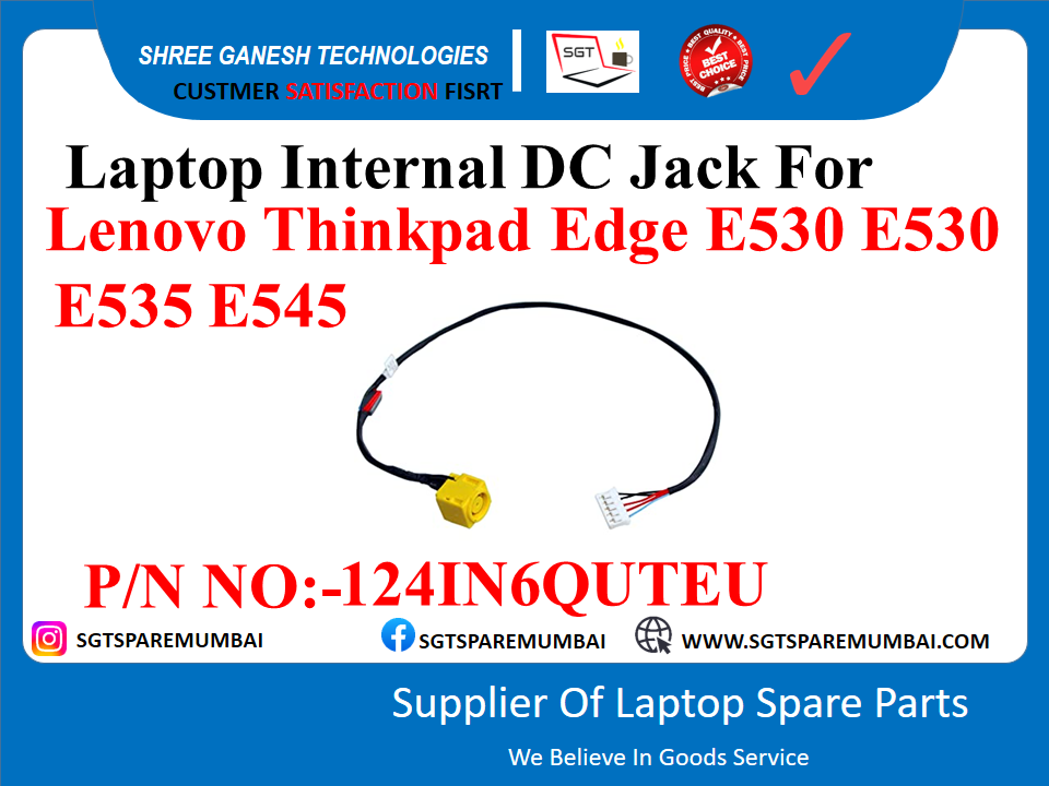 Laptop Internal DC Jack For Lenovo Thinkpad Edge E530 E530 E535 E545 P/N NO:-124IN6QUTEU