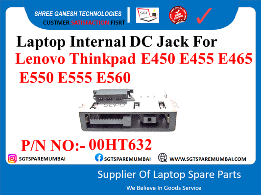 Laptop Internal DC Jack For Lenovo Thinkpad E450 E455 E465 E550 E555 E560 P/N NO:- 00HT632